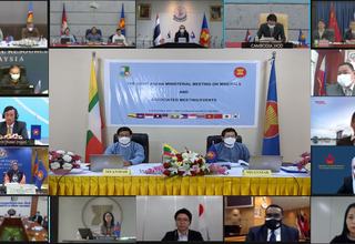 အာဆီယံဓာတ်သတ္တုဆိုင်ရာ အဆင့်မြင့်အရာရှိကြီးများ အစည်းအဝေးနှင့် ဆက်စပ်အစည်းအဝေးများသို့ မြန်မာနိုင်ငံ ကိုယ်စားလှယ်များအဖွဲ့ online မှ ပါဝင် တက်ရောက်